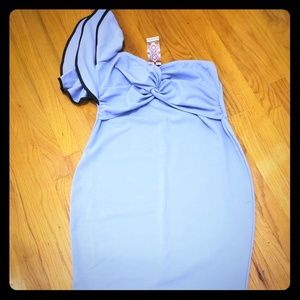 Plus Ruffle One Shoulder Twist Detail Midi Dress